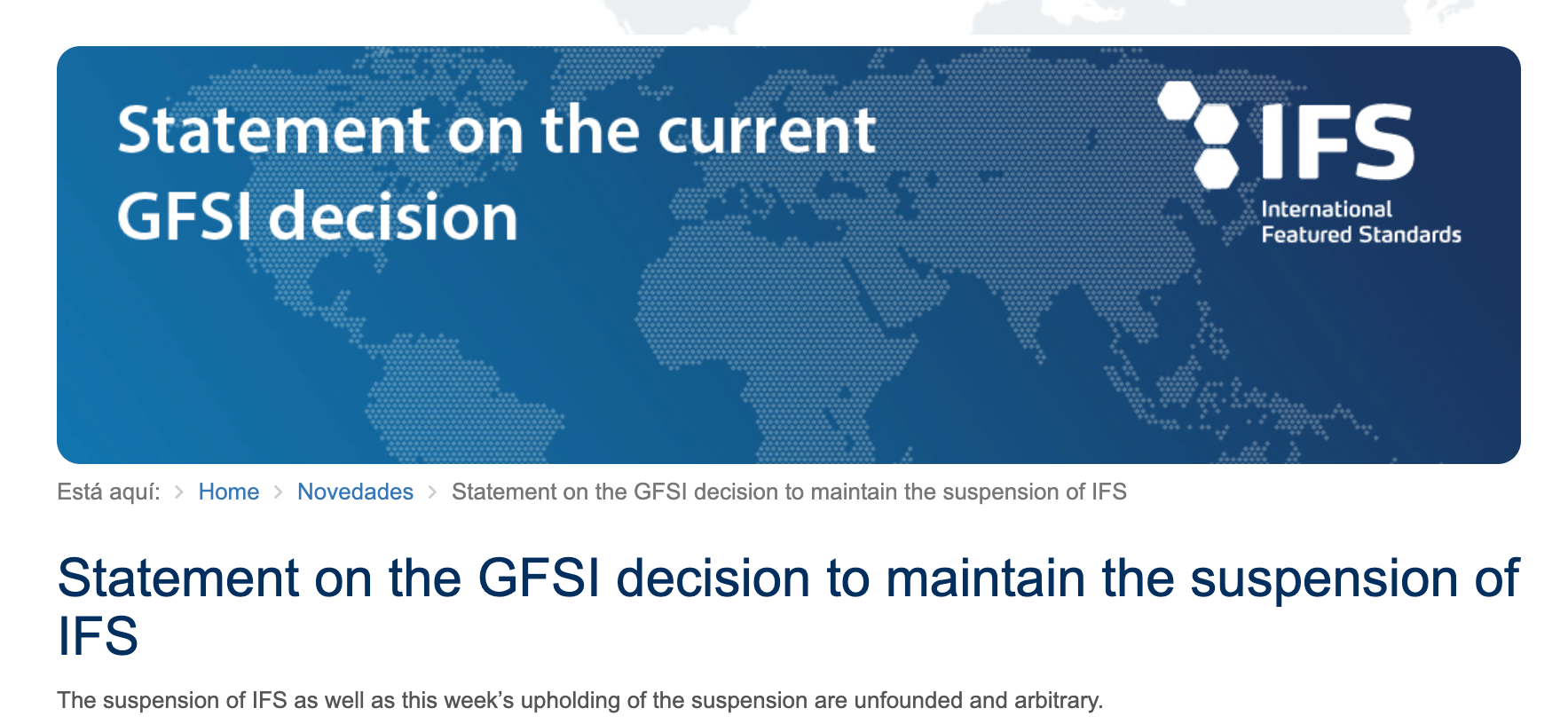 IFS responde a GFSI